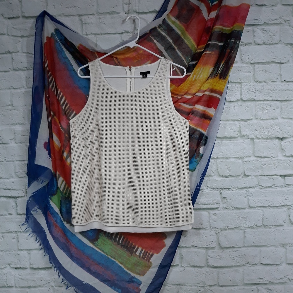 Ann Taylor faux leather perforated top size medium